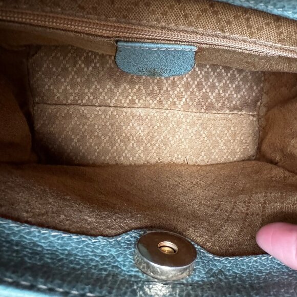Vintage Gucci 2-Way Top Handle Crossbody Bag in Light Teal Suede - Picture 8 of 16
